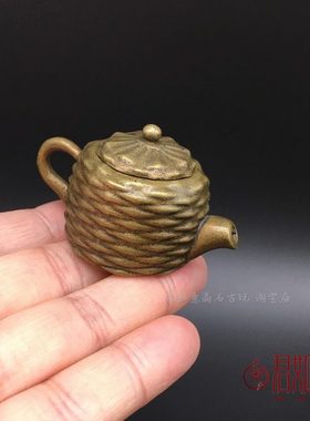 小把壶壶迷你茶道创意摆件铜茶宠黄铜可爱茶壶小铜壶小手壶玲珑小