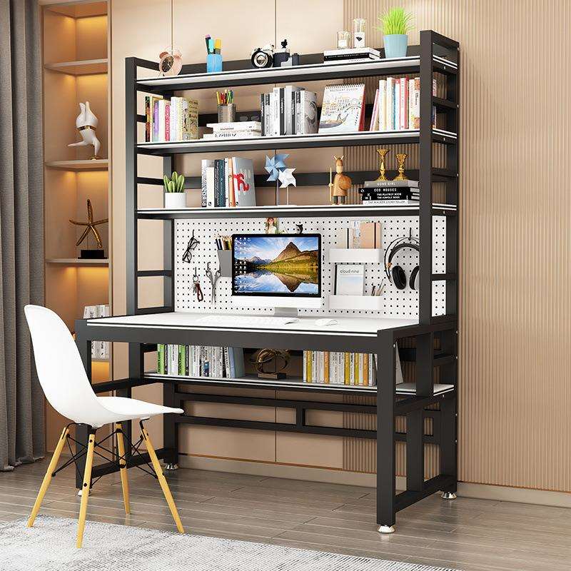 电脑桌台式家用电竞桌简约办公桌洞洞板学生书架桌一体学习桌2025
