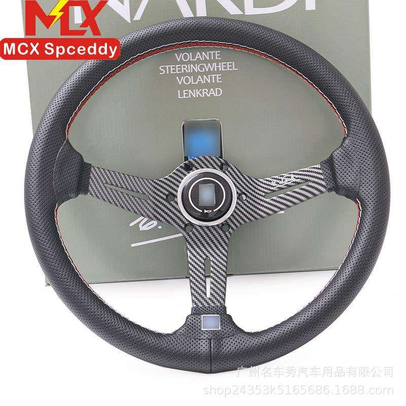工厂直销汽车改装14寸中凹水转印碳纤纹理汽车改装方向盘孔距74mm