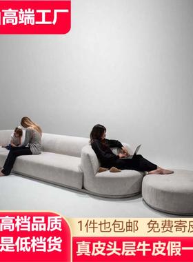 轻奢创意简洁设计师功能多人客厅组合意式乐园旋转棉麻布艺沙发