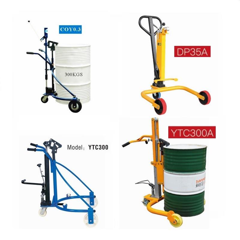 金茂350kg液压油桶车搬运车 手推式 脚踏式 手动 咬嘴圆桶搬运车