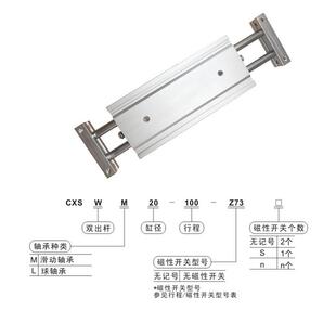 双杆气缸CXSW系列10/15/20/25/32多缸径小型大推力磁性双作用气缸