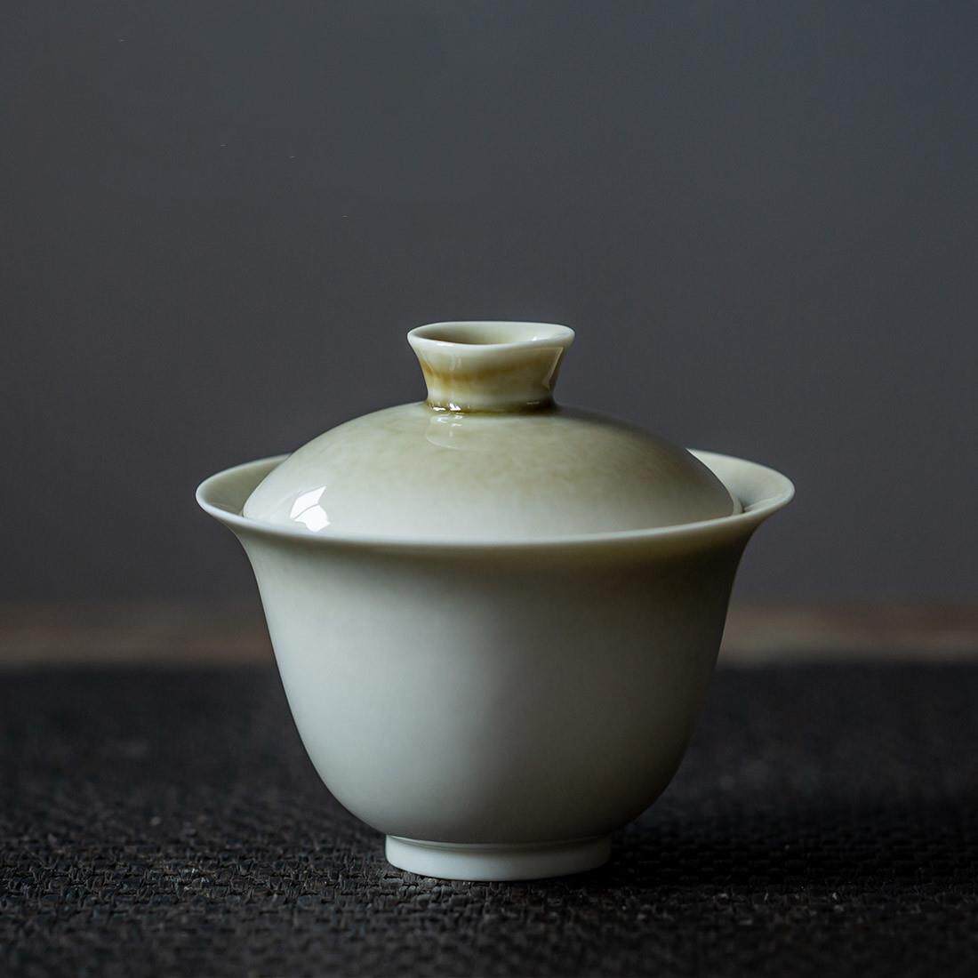 草木灰釉秋韵盖碗 岩茶 素净耐看 简洁大方 上手快 窑变釉泡茶碗