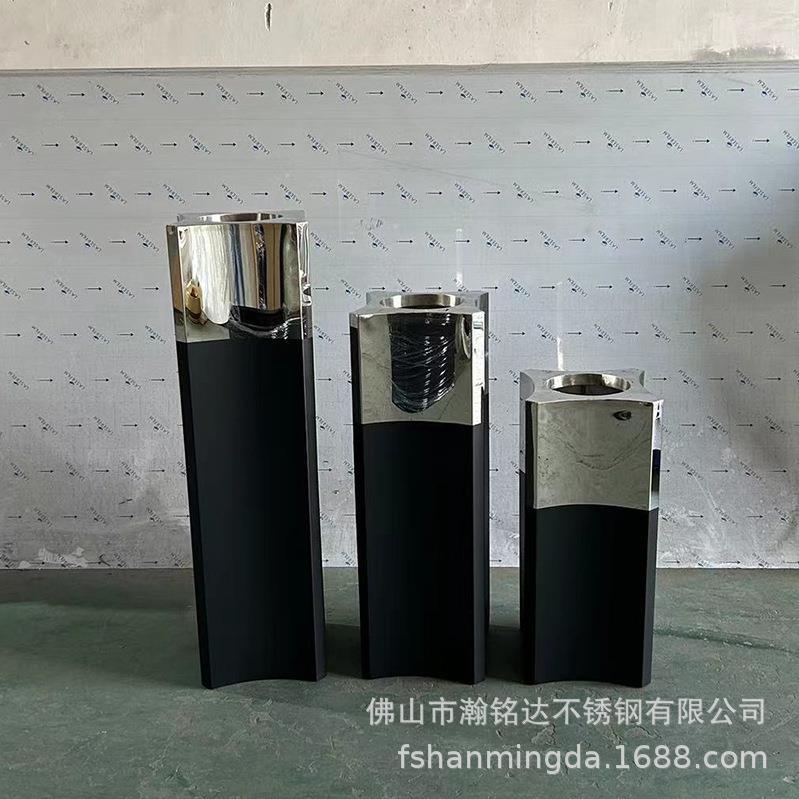 供应金属双色花盆镜面香槟金不锈钢组合落地花盆套装户外