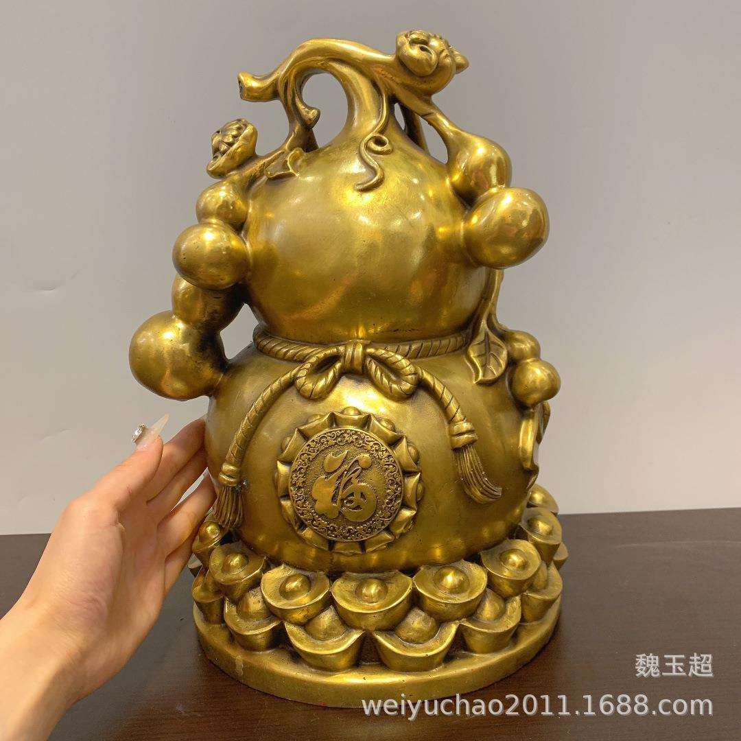 纯铜福藤葫芦 福禄元宝葫芦招财纳福家居风水工艺品摆设摆件
