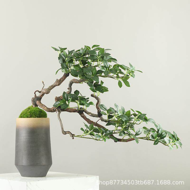 新中式仿真松树植物盆景创意客厅玄关家具装饰酒店样板间盆栽摆件