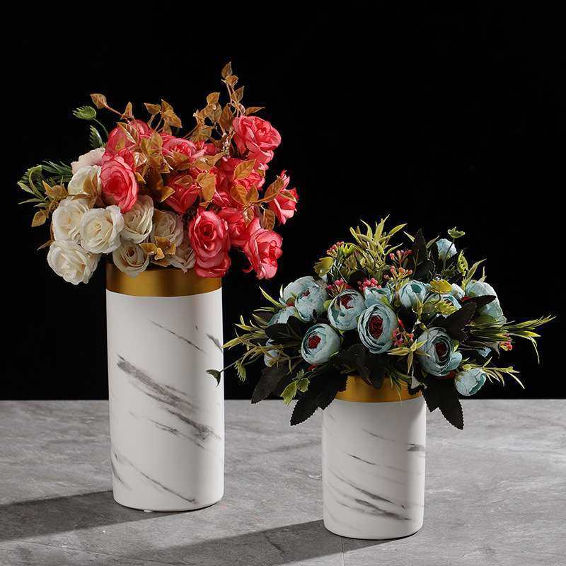 轻奢极简大理石纹陶瓷花器花瓶 简约北欧软装售楼饰品摆件,鲜花速递/花卉仿真/绿植园艺,割草机/草坪机,淘宝优惠券,粉丝福利购,淘宝优惠卷
