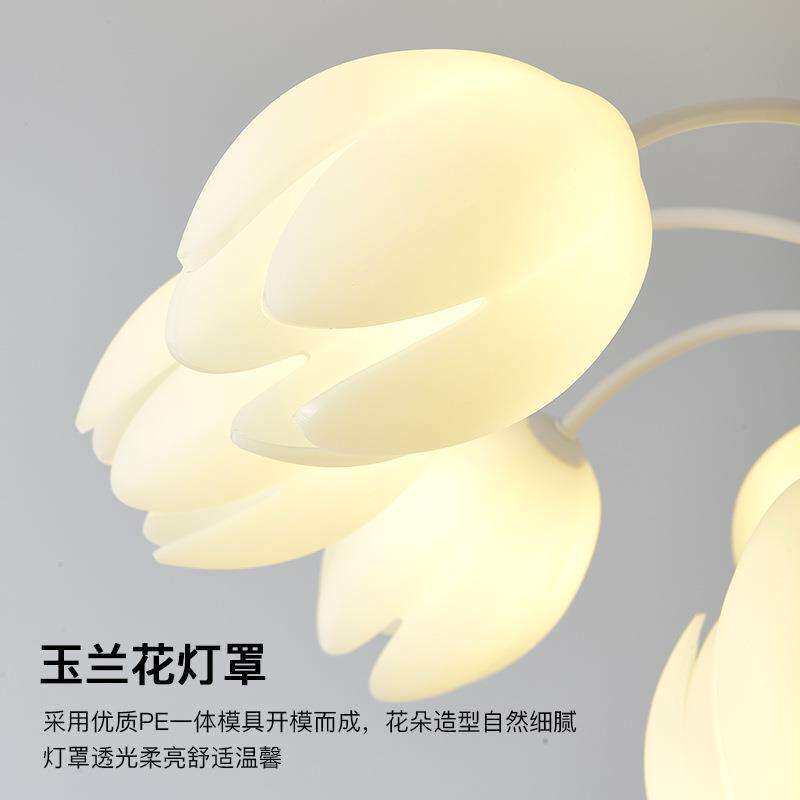 吊灯客厅风扇灯田园奶油风花朵卧室旋转摇头电扇灯具全屋组合套餐