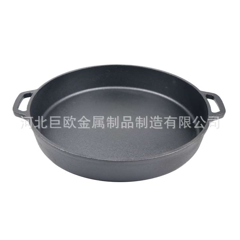 大号双耳煎锅40cm铸铁煎盘商用加厚底加深煎锅生铁平底煎锅