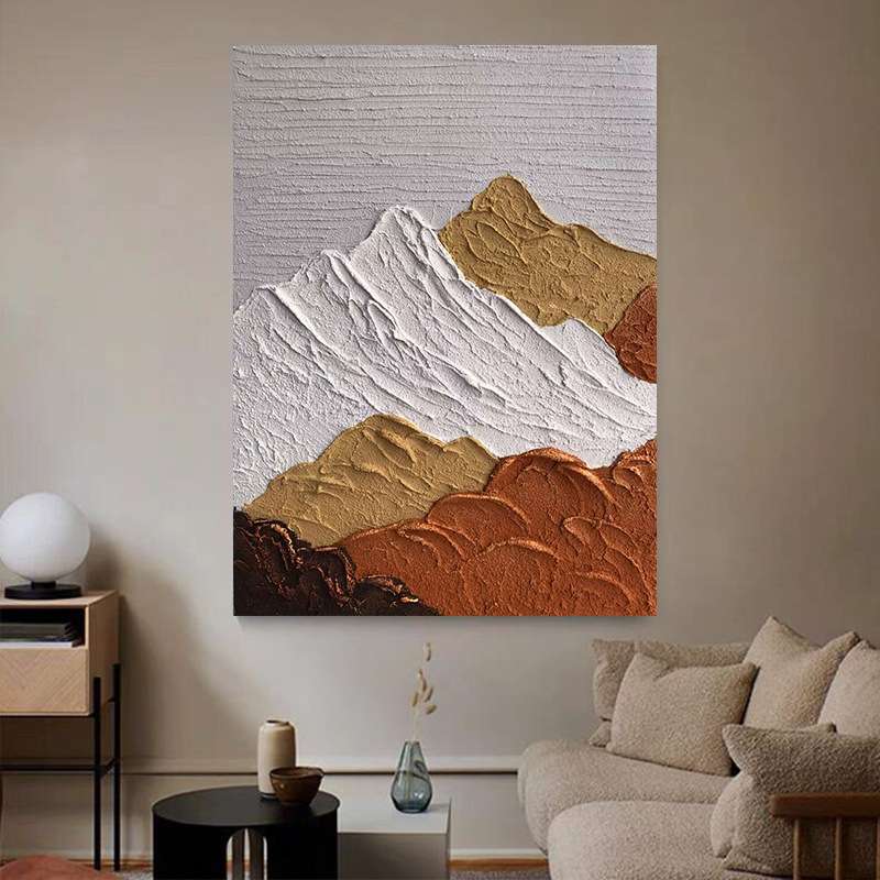 纯手绘油画背有靠山肌理画客厅装饰画砂岩立体挂画抽象玄关画落地