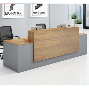 前台接待台简约现代公司迎宾办公台板式创意吧台桌服务咨询台