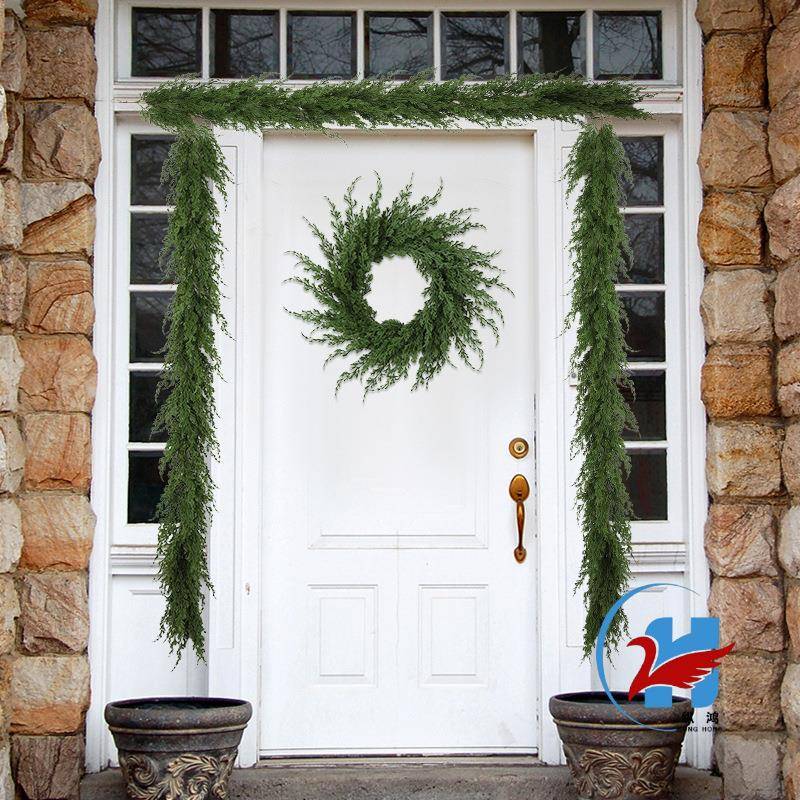圣诞节植绒藤条装饰花环壁挂圣诞门帘圣诞节日门帘家居装饰门挂