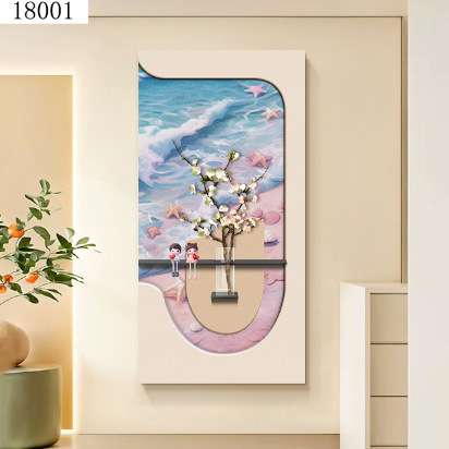 奶油风水培绿植客厅装饰画真瓶子放水养花玄关挂画立体砂岩画发光