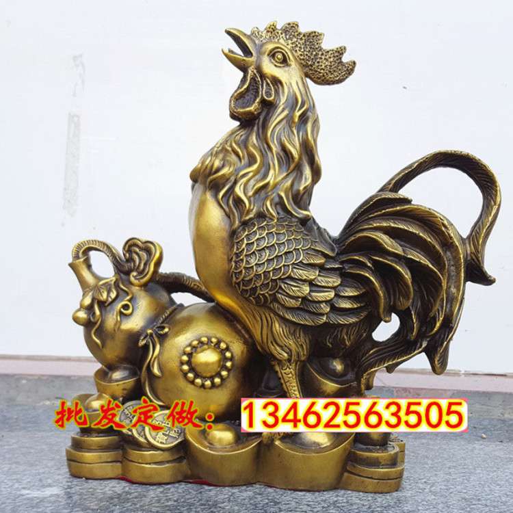 厂家直销大号铜公鸡摆件 葫芦鸡生肖鸡金钱鸡元宝鸡客厅风水铜器