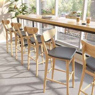 酒吧吧台椅北欧奶茶店背靠高脚椅靠窗咖啡厅甜品店高脚凳餐厅实木