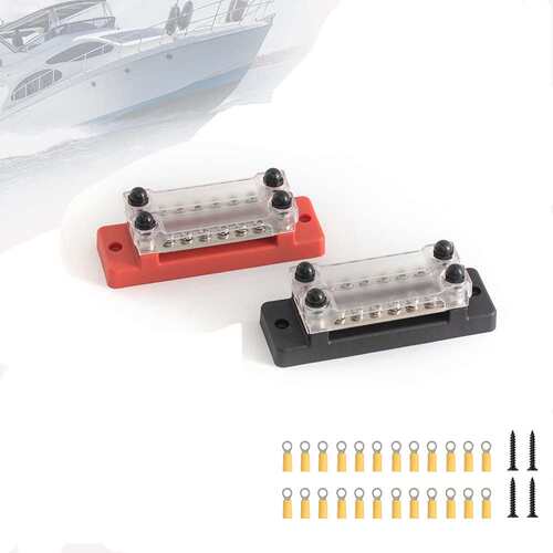 36V150A双排铜螺柱接线12路连接块船用房车RV配电M4端子块汇线排