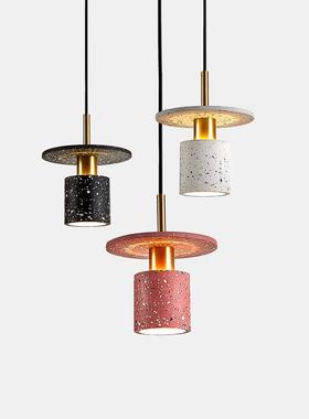 设计师新款砖红色水磨石吊灯北欧现代简约餐厅吧台奶茶店装饰吊灯