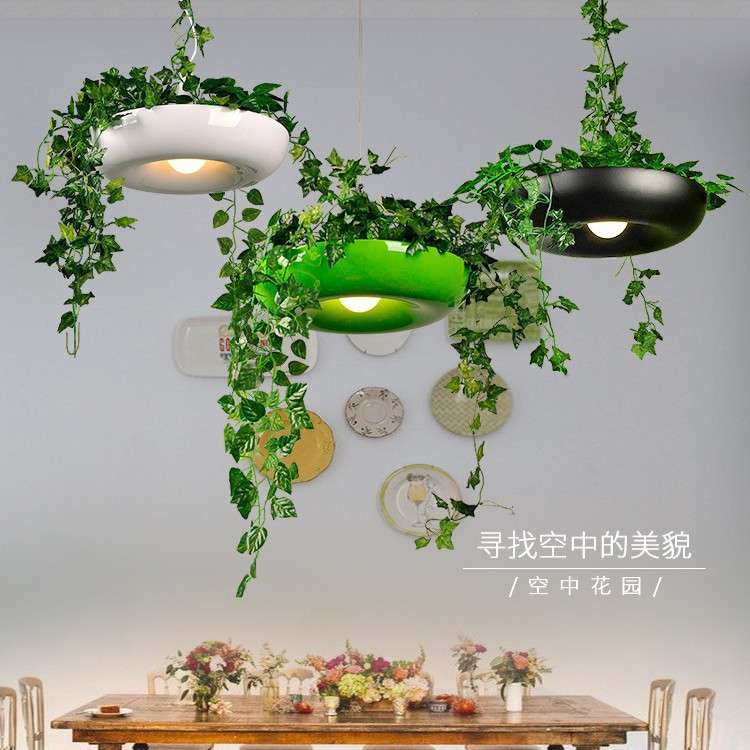 复古工业风植物餐厅创意阳台绿植吊灯奶茶店吧台个性服装店装饰灯