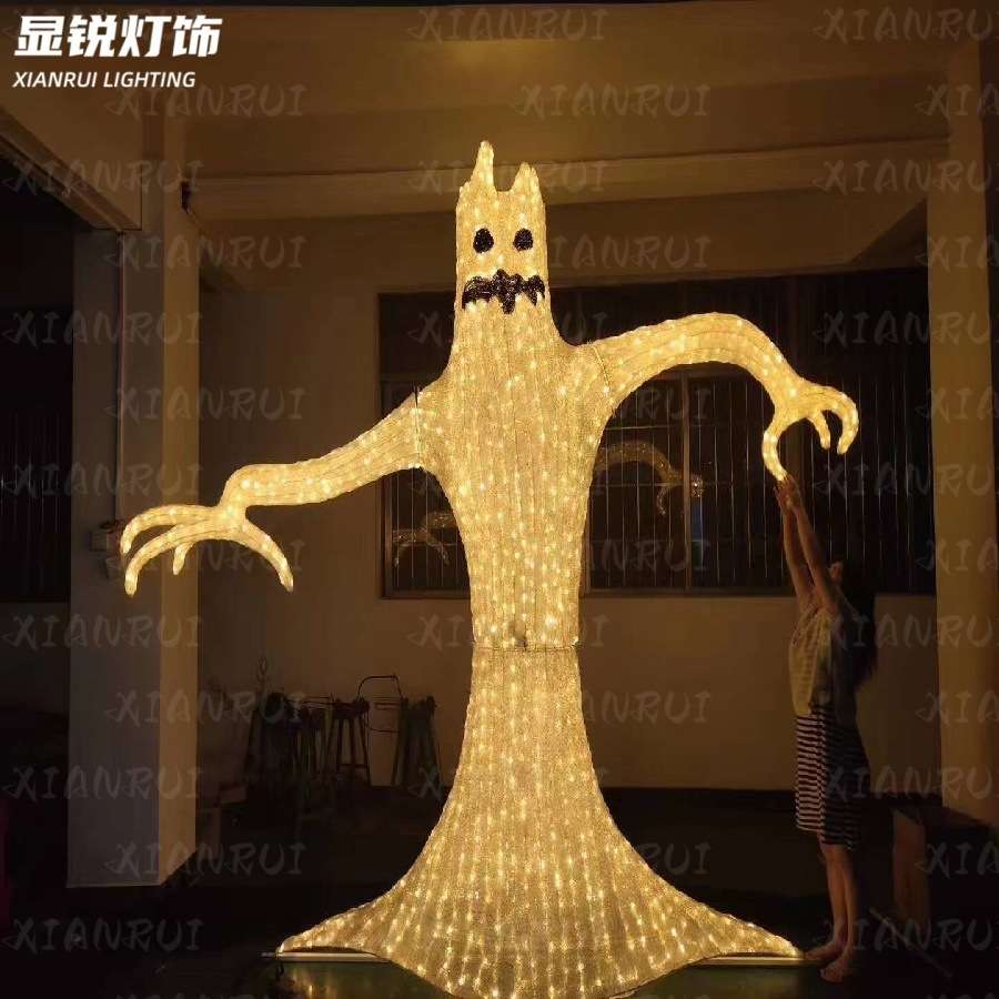 LED南瓜万圣节狂欢灯光装置小丑造型户外面具防水幽灵造型节日灯