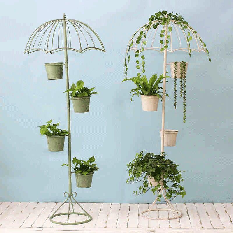 temu跨境创意款雨伞架复古做旧风格款阳台户外铁艺花架置物架