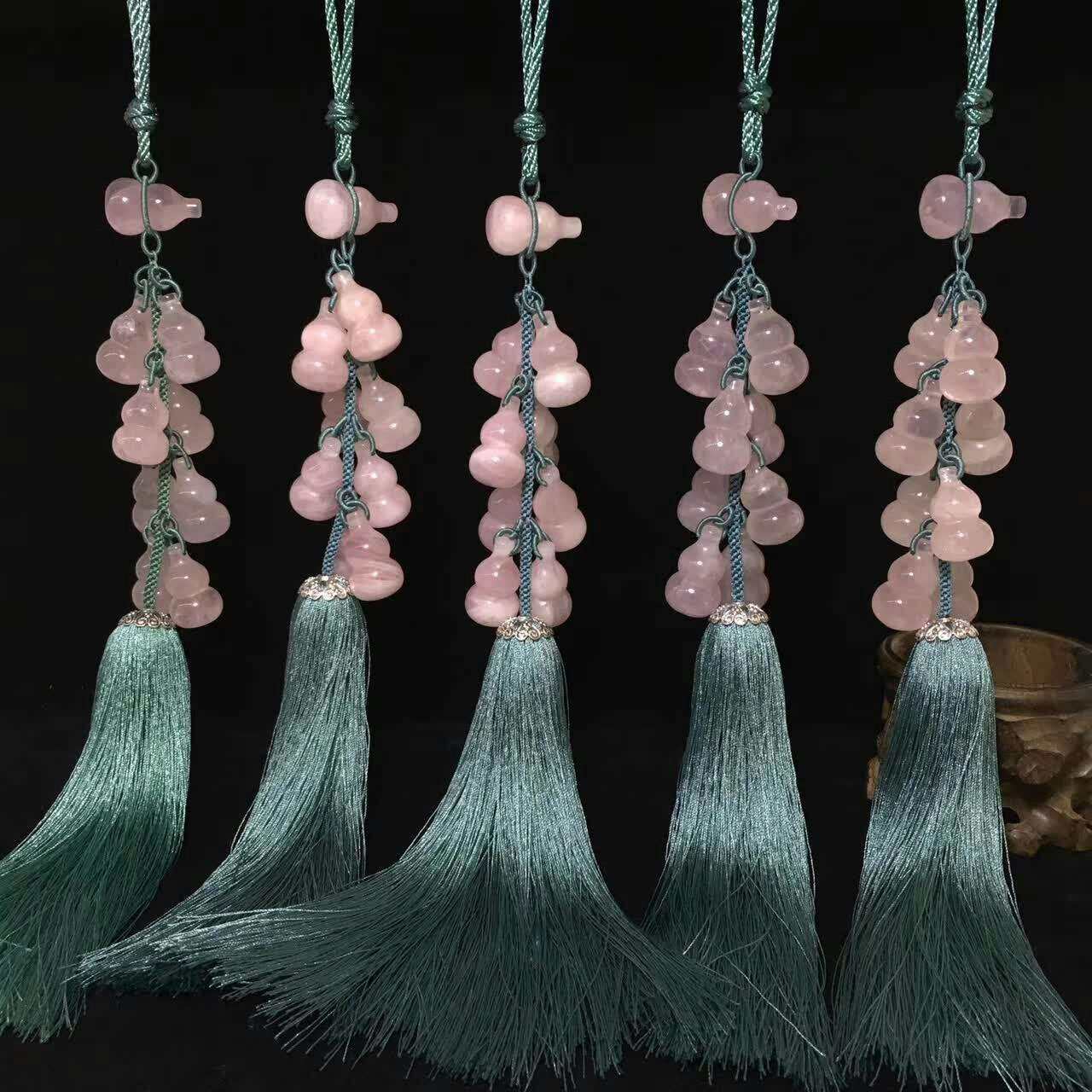 新款车挂来袭粉晶 雕刻葫芦 寓意【葫芦 保福禄】