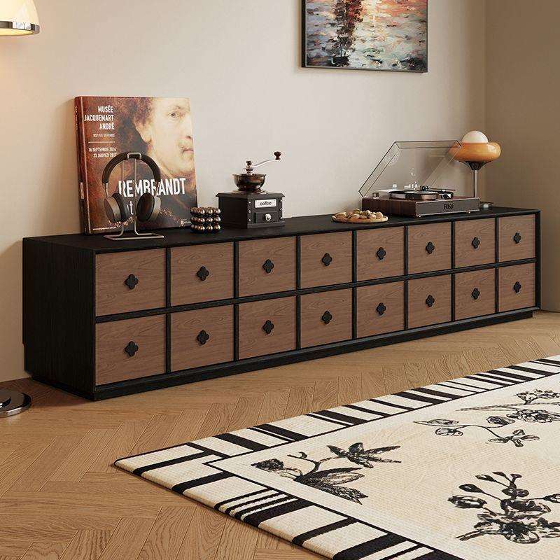 繁花中古风客厅家用电视柜茶几组合小户型复古落地电视柜现代简约