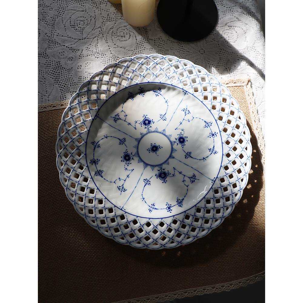 法式高温烧制餐具蕾丝餐具青花瓷餐具盘子菜盘