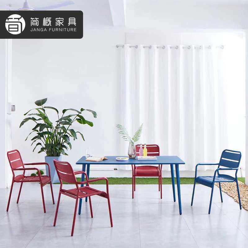 户外金属家具庭院花园小区度假村休闲椅铁艺桌椅防水防晒餐桌餐椅