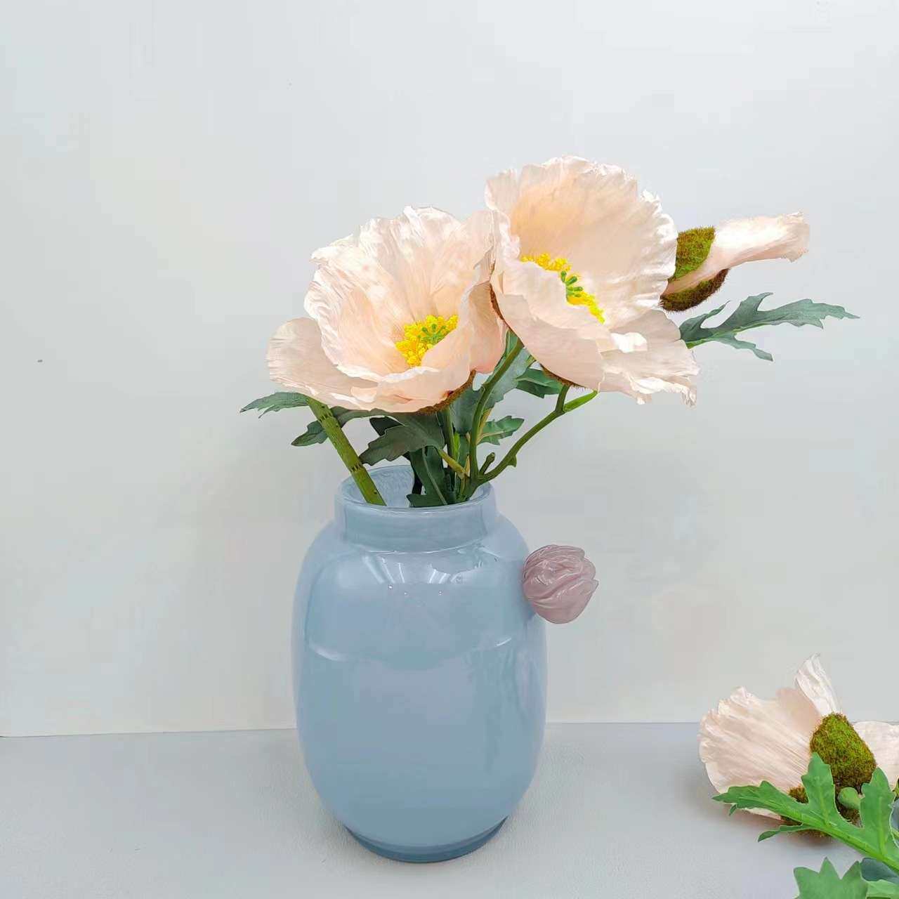 轻奢国风玻璃花瓶纯手工琉璃花瓶客厅插花玄关样品房装饰花器