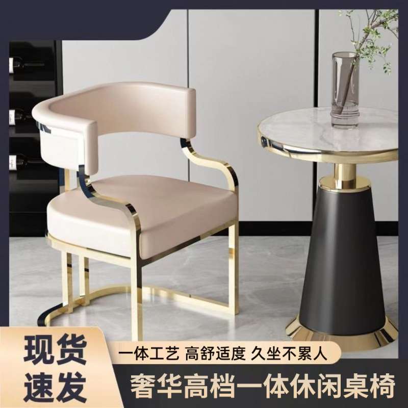 餐椅轻奢风酒店高档茶椅售楼处洽谈桌椅单人沙发椅美甲椅办公椅子