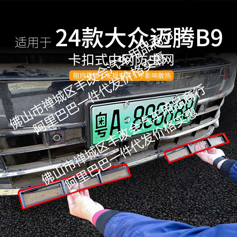 适用大众迈腾B9汽车防虫网前脸中网专用改装装饰条汽车配件图片