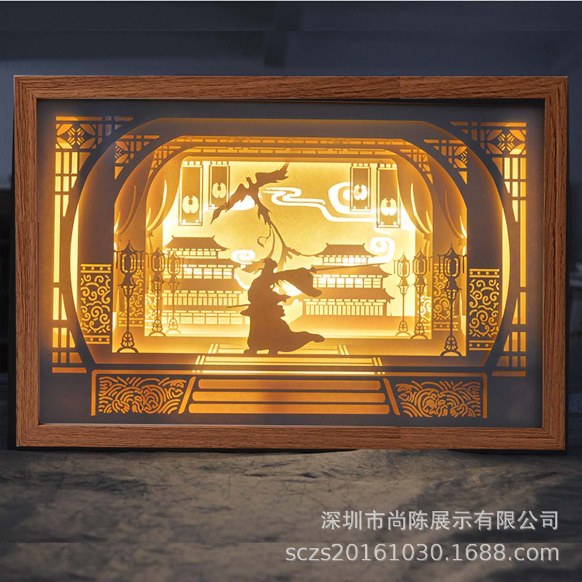 中国古风光影纸雕画立体3D创意小夜灯摆件镂空文创挂画家居装饰