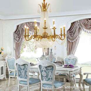 法式全铜水晶吊灯欧式别墅客厅餐厅楼梯间巴洛克奢华网红宫廷铜灯