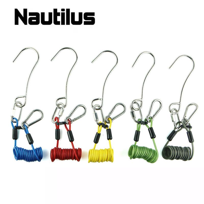 Nautilus潜水单头流钩 316不锈钢流勾 收纳弹簧绳 防海流顶流装备