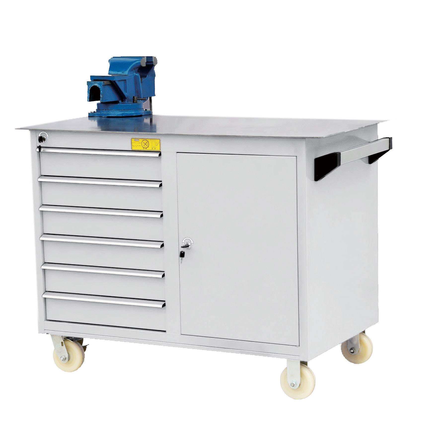 格林斯 G-221 移动汽修工具柜 带台虎钳工具车 推车