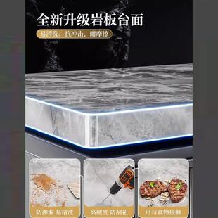 落地多层岩板收纳柜家用多功能橱柜微波炉碗柜台面客厅厨房置物架