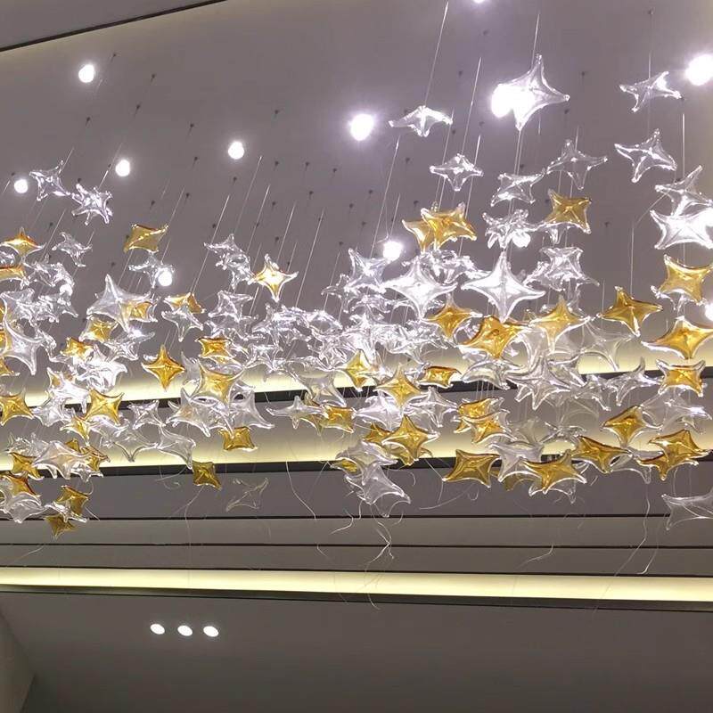 天亨海星四角星创意天花装饰吊灯商场酒店酒吧售楼部空中琉璃吊饰