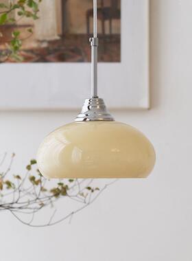 法式复古创意卧室床头奶油LED小吊灯北欧阳台餐吊灯吧台单头玻璃