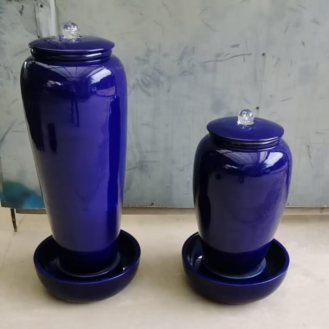 庭院陶瓷花瓶喷泉流水摆件循环陶罐现代轻奢水景落地景观假山