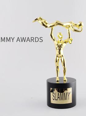 创意镀金小金人奖杯订 做金属奖杯定 制做SLAMMY AWARDS摔跤比赛
