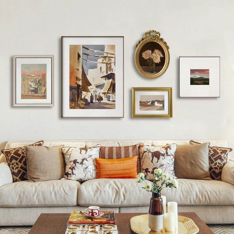 现代简约色彩组合装饰画美式欧式客厅餐厅创意背景画书房挂画A274