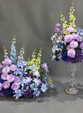 婚庆森系自然风紫色仿真花婚礼舞台背景布置橱窗装饰花氛围感绢花