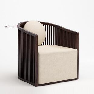 样板房家具 复古实木布艺沙发椅 售楼处接待桌椅谈判椅成