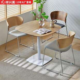 实木小方桌休闲商用休息区接待洽谈桌椅组合书吧奶茶店咖啡厅桌椅