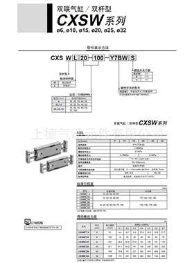 气动双杆双轴滑台气缸CXSWM6/10/15/20/25/32×10/20/30/40/50/75