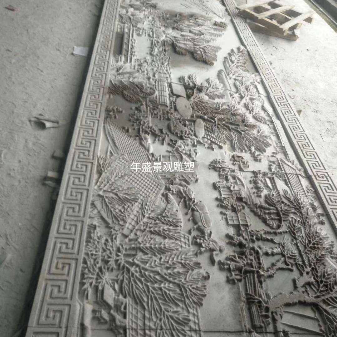 大理石浮雕清明上河图壁画 别墅围墙雕刻 仿古建筑石材立体背景画