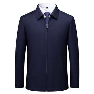 进口面料意大利VBC高支纱精纺纯羊毛商政茄克衫男外套