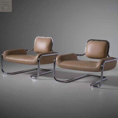 中古设计师Lemon sole chair不锈钢凸字休闲椅个性单人沙发椅北欧