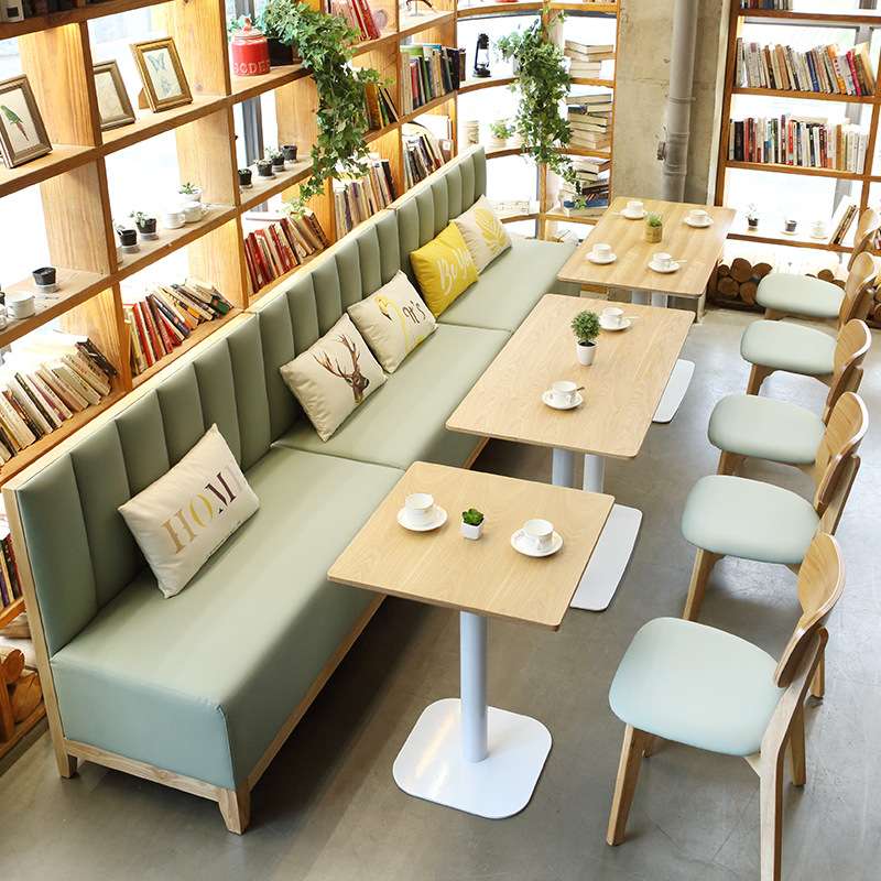 实木卡座沙发咖啡厅餐饮家具板式靠墙奶茶店火锅店西餐厅桌椅组合