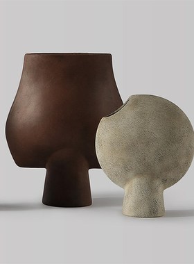 北欧风侘寂风日式简约个性家w居摆件花瓶样板间北欧干花器民宿装